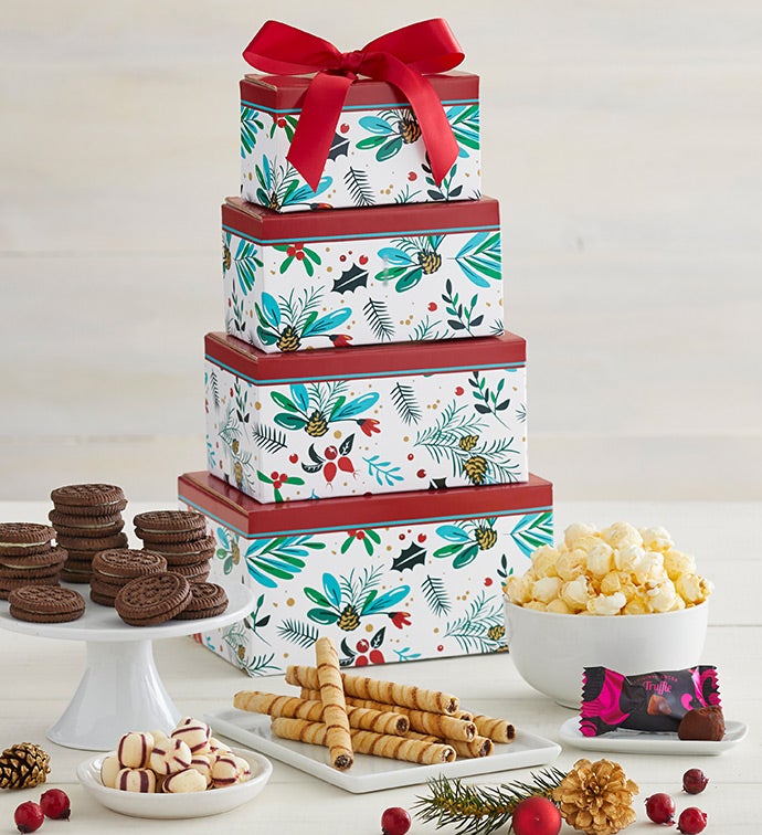 Holiday Evergreen Festive Sweets Tower